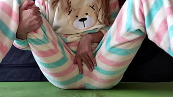 teen with small tits in pajamas masturbate pussy and squirting orgasm