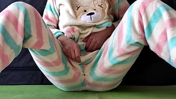 teen with small tits in pajamas masturbate pussy and squirting orgasm