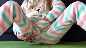 teen with small tits in pajamas masturbate pussy and squirting orgasm