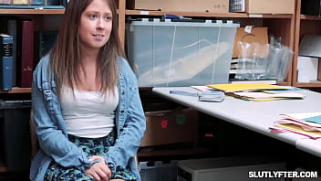 Shoplifter Melody Marks is free to leave the office with her new camera in hand after officer Jack gets to fuck her