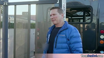 Two blonde chicks paying for the bus fair with pussy and mouth