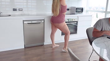 My Stepmom Got So Horny In The Kitchen And She Let Me Fuck Her BIg Ass