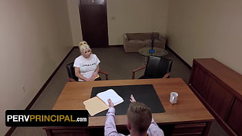 Stepmom Is On The Phone With Stepson While She Is Riding His Principal&rsquo_s Dick On The Guy&rsquo_s Chair