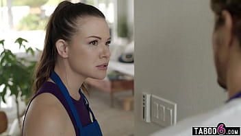 Married latina maid cheats with wealthy homeowner with husband right there