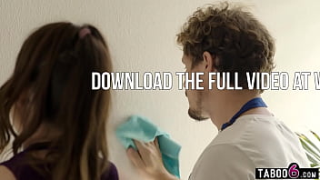 Married latina maid cheats with wealthy homeowner with husband right there