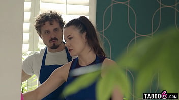 Married latina maid cheats with wealthy homeowner with husband right there