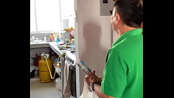 My stepmother is my maid, she cleans the house, showing me her pussy and those huge tits.