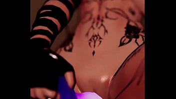 Trans girl ride a dildo in vr and cums