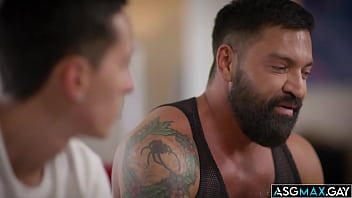 Stepdad Dominic Pacifico having a hot intense bareback gay sex with stepson Nicholas Adams