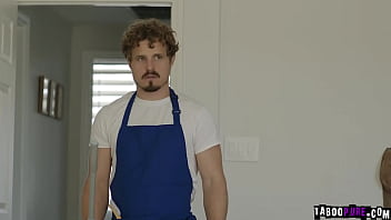 Alison Rey flirts with their client Will Pounder and gets her pussy fucked while her husband Robby doing their job