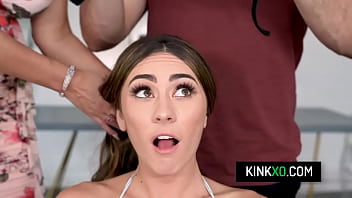 Busty milf Victoria Lobov and her teen stepdaughter Mackenzie Mace fuck with a sugar daddy in order to pay their bills