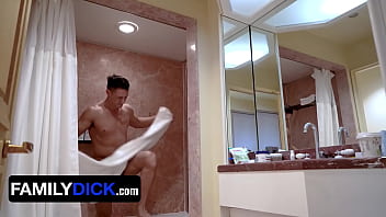 Big Dick Step Dad And Naughty Step Son Share A Hotel Room Away From The Suspicious Wife - FamilyDick