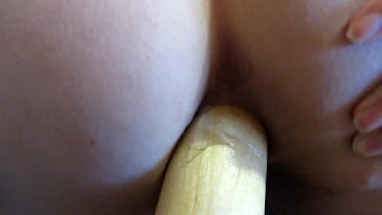 Large anal insertions. MILF fucks her beautiful butt herself, doggy style. Amateur fetish.