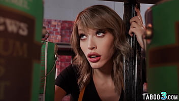 BBW babe Leana Lovings fucked by a TS shop assistant Izzy Wilde next to BF