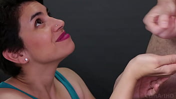 Licking cum from hand