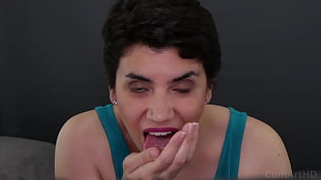 Licking cum from hand