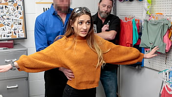 Mall Security Officer Arrests and Fuck the Shoplifter Teen and Stepfather Joins in too - Perp4k