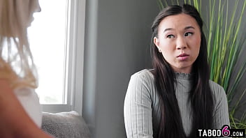 Korean teen babysitter Kimmy Kimm lesbian sex with MILF wife Spencer Scott