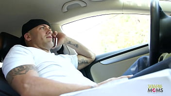 Bald guy satisfies a tattooed slut by banging her on the couch