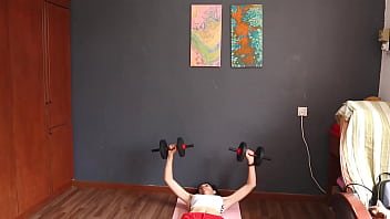 My first good training with dumbbells. SFW version.