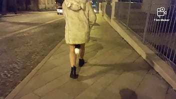 Ariela Rider walking with anal plug in sreet