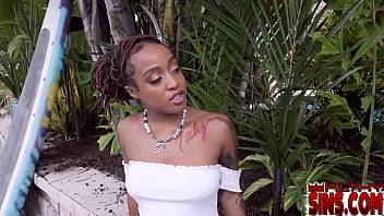 Sexy hot babe Mena Carlisle gets anally piledrivered by Jay Banghers big black cock