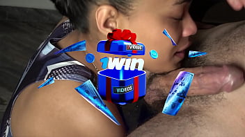 Trying on the new tight sexy panties showing off her big butt and pussy. Sexy long blue nails