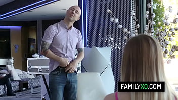 Horny stepbrother makes a sex video with his hot blonde step sister Brooke Karter