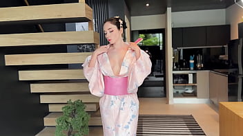 Fucked Blue-eyed Geisha in All Poses and Cum in her Mouth POV