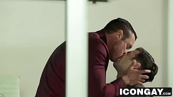 Andy pulls out Nicks thick cock and puts it in his mouth