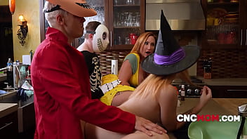 Stepmom Blindfolded And Freeused On Halloween By Her Stepsons &amp_ Stepdaughter