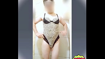 Femboy sexy leopard lingerie