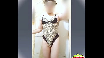 Femboy sexy leopard lingerie