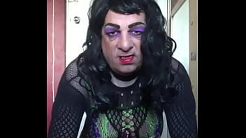 sissy crossdresser shoots a load on the floor after making himself cum