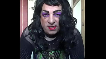 sissy crossdresser shoots a load on the floor after making himself cum