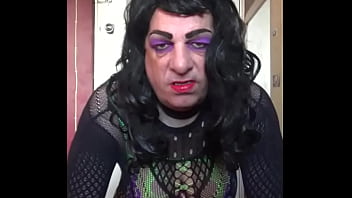 sissy crossdresser shoots a load on the floor after making himself cum