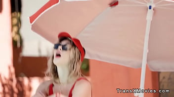Hot trans lifeguard fucks guest of resort