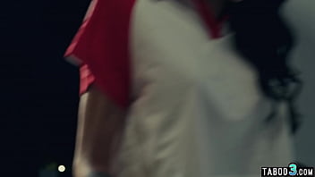 Petite asian babe Lulu Chu enjoying a scary movie on two transsexual dicks