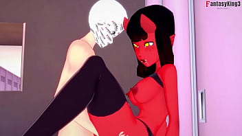 Meru the Succubus &amp_ Mavis Dracula in the lockers room | Individual sex while one watching | 4 Mill Especial | Free