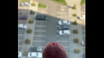 Publicly jerking off my muscular dick on the balcony! Did the neighbors notice me?