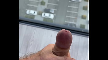 Publicly jerking off my muscular dick on the balcony! Did the neighbors notice me?