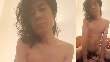 Horny Jon Arteen tries not to cum too fast while slow fucking a lubed Fleshlight in blancket, eye rolling