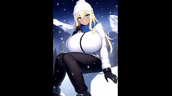 skiing girls in mountain ai art compilation