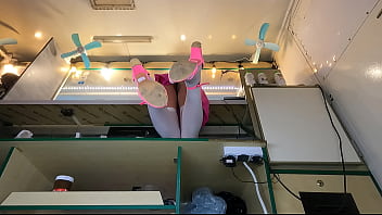 Super cute virgin flashing her panties at work