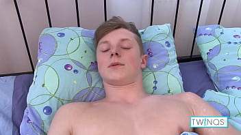 Naked Blonde Boy Toy Angel Strokes His Stiff Dick After Waking Up!