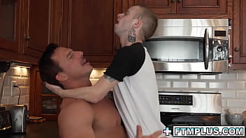 Asher James is such a good helper he is washing the dishes when his stepdad Reese Rideout came to check him out and starts sniffing and kissing his neck