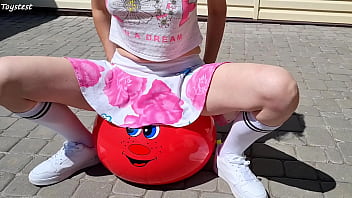 Horny Stepsister Riding Fitness Ball with DOUBLE PENETRATION