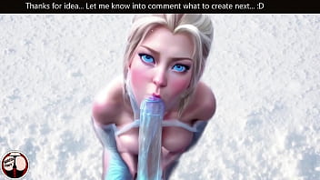 Princess Elsa and the Night king likes cold weather- Blowjob of the big dick in the snow
