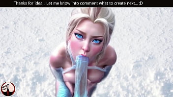 Princess Elsa and the Night king likes cold weather- Blowjob of the big dick in the snow