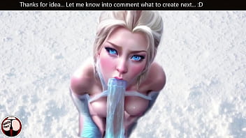 Princess Elsa and the Night king likes cold weather- Blowjob of the big dick in the snow